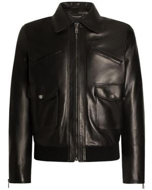 Dolce & Gabbana Lederjacke Mit Reißverschluss - Schwarz