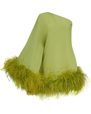 Taller Marmo Piccolo Ubud Feather-Trim Minidress - Green