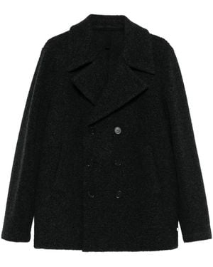 Harris Wharf London Double-Breasted Wool Peacoat - Black