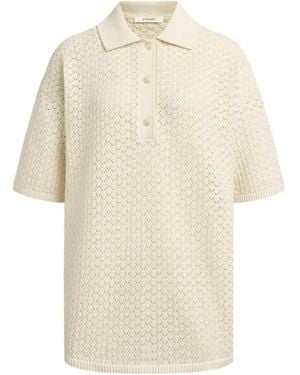 12 STOREEZ Cotton Knit Polo Top - Natural
