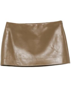 KHAITE Leather Mini Skirt - Brown