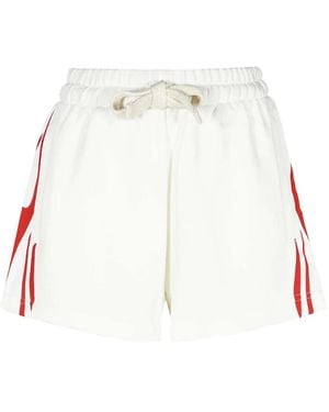 Vision Of Super Flame-Print Elasticated-Waistband Shorts - White