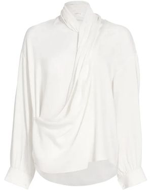 The Row Darnelle Draped Silk Blouse - White