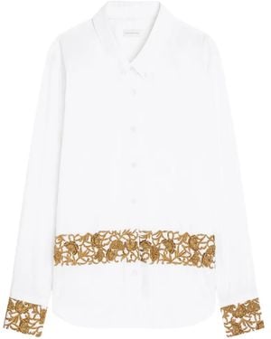 Dries Van Noten Embroidered Cotton Poplin Shirt - White