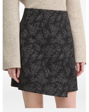 Bruuns Bazaar Floral-Print Asymmetric-Design Mini Skirt - Black