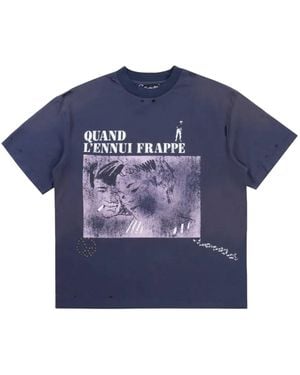 Boredom Kills T-Shirt Im Distressed-Look - Blau