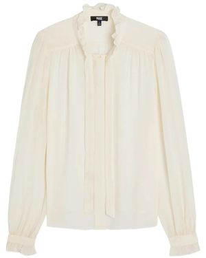 PAIGE Blusa con volantes en el cuello - Blanco