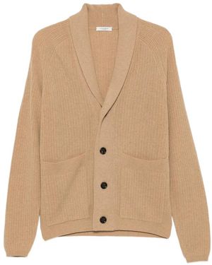 Paolo Pecora Shawl-Collar Ribbed Cardigan - Natural