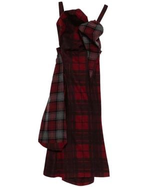 Yohji Yamamoto Robe À Carreaux À Design Drapé - Purple