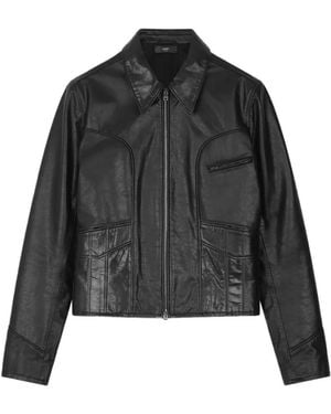 Amiri Lederjacke Mit Hüfttasche - Schwarz