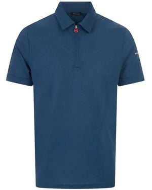 Kiton Quarter-Zip Short-Sleeve Polo Shirt - Blue