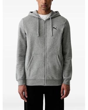 PUMA Essentials Logo-Embroidered Zip-Up Hoodie - Gray