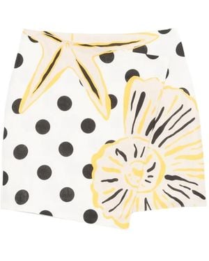 Cala De La Cruz Chemena Polka-Dot Mini Skirt - White