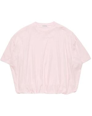Acne Studios Gathered Logo T-Shirt - Pink