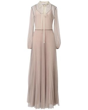 Fabiana Filippi Pleated Lace-Collar Maxi Dress - Natural