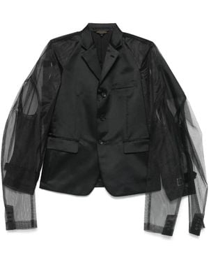 Comme des Garçons Tulle-Inserts Blazer - Black