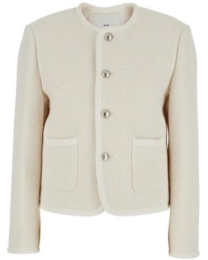 DUNST Collarless Tweed Jacket - White