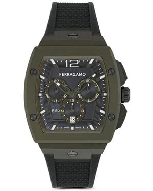 Ferragamo F-80 Tonneau Chronograph 41 Mm Horloge - Grijs