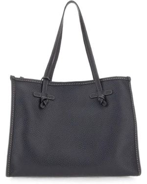 MARCELLA CLUB Grand Sac Porté Épaule Marcella En Cuir Grainé - Black