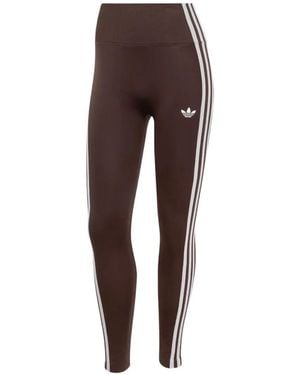 adidas Logo-Print Side-Stripe Leggings - Brown