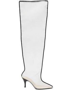 Herbert Levine Pointed-Toe Mesh Boots - White