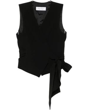 Max Mara Wrap-Style Sleeveless Waistcoat - Black