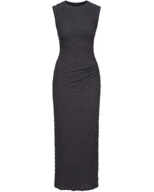 Vince Textured Ruched Midi Dress - Blue