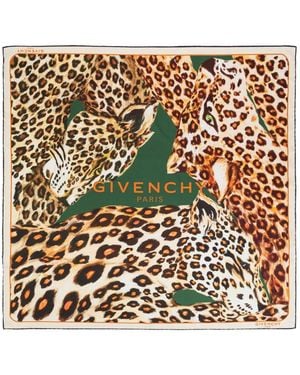 Givenchy Leopard-Print Silk Scarf - Metallic