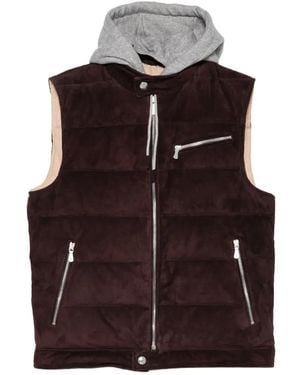 Eleventy Quilted Hooded Gilet - Purple