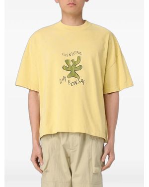 Bonsai Graphic-Print Oversized T-Shirt - Yellow