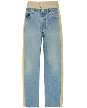 B Sides Suede-Panelled Patchwork Jeans - Blue