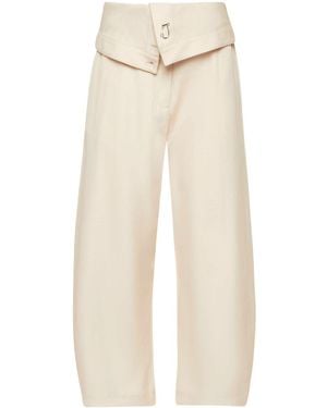 JW Anderson Fold-Over Wide-Leg Trousers - Natural