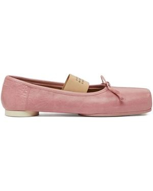 MM6 by Maison Margiela Square-Toe Bow Ballet Flats - Pink