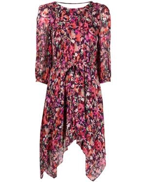 Patrizia Pepe Floral-Print Belted Short Dress - Red