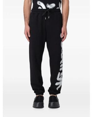 DISCLAIMER Logo-Print Drawstring Track Trousers - Black