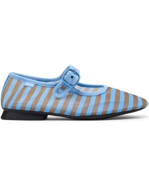 Camper Casi Myra Striped Buckle Ballet Flats - Blue