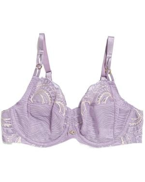 Chantelle Embroidered Lace-Trim Bra - Purple