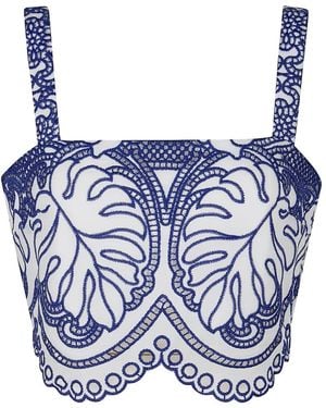Borgo De Nor Delia Embroidered Top - Blue