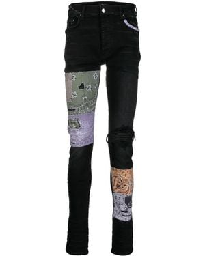 Amiri Bandana Art Patch Skinny Jeans - Black