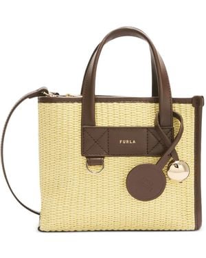 Furla Mini Divide It Woven Leather Tote Bag - Metallic