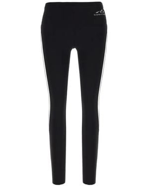 Balenciaga Logo-Print Side-Stripe Leggings - Black