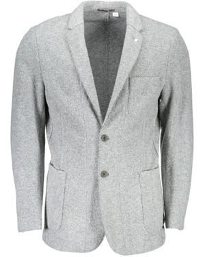 GANT Textured Single-Breasted Blazer - Grey