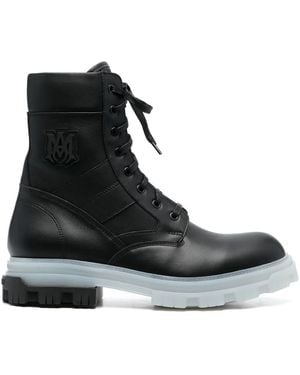 Amiri Logo Patch Combat Boots - Black