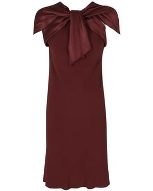 Alberta Ferretti Midi Bow-Detail Silk-Satin Dress - Purple