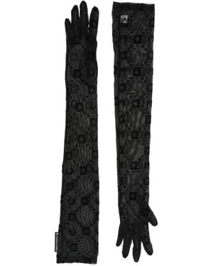 Marine Serre Moon-Print Mesh Gloves - Black
