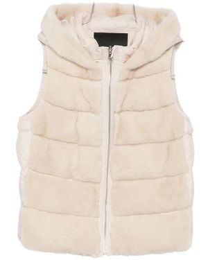 Liska Fur-Panel Hooded Gilet - Natural