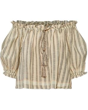Ulla Johnson Paros Ruffled Striped Top - Natural