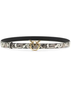 Pinko Love Birds Python-Print Belt - White