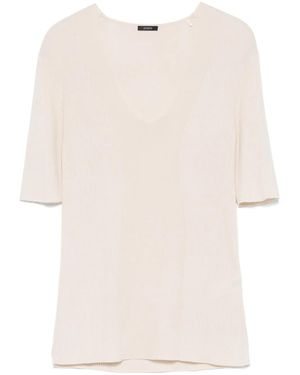 JOSEPH Geribbeld T-Shirt Van Merinowol - Naturel