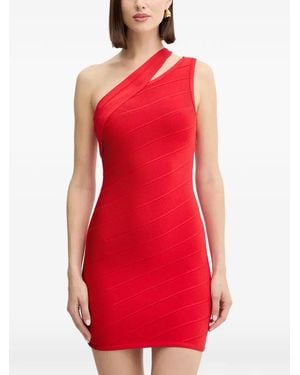 Hervé Léger Molly One-Shoulder Mini Dress - Red